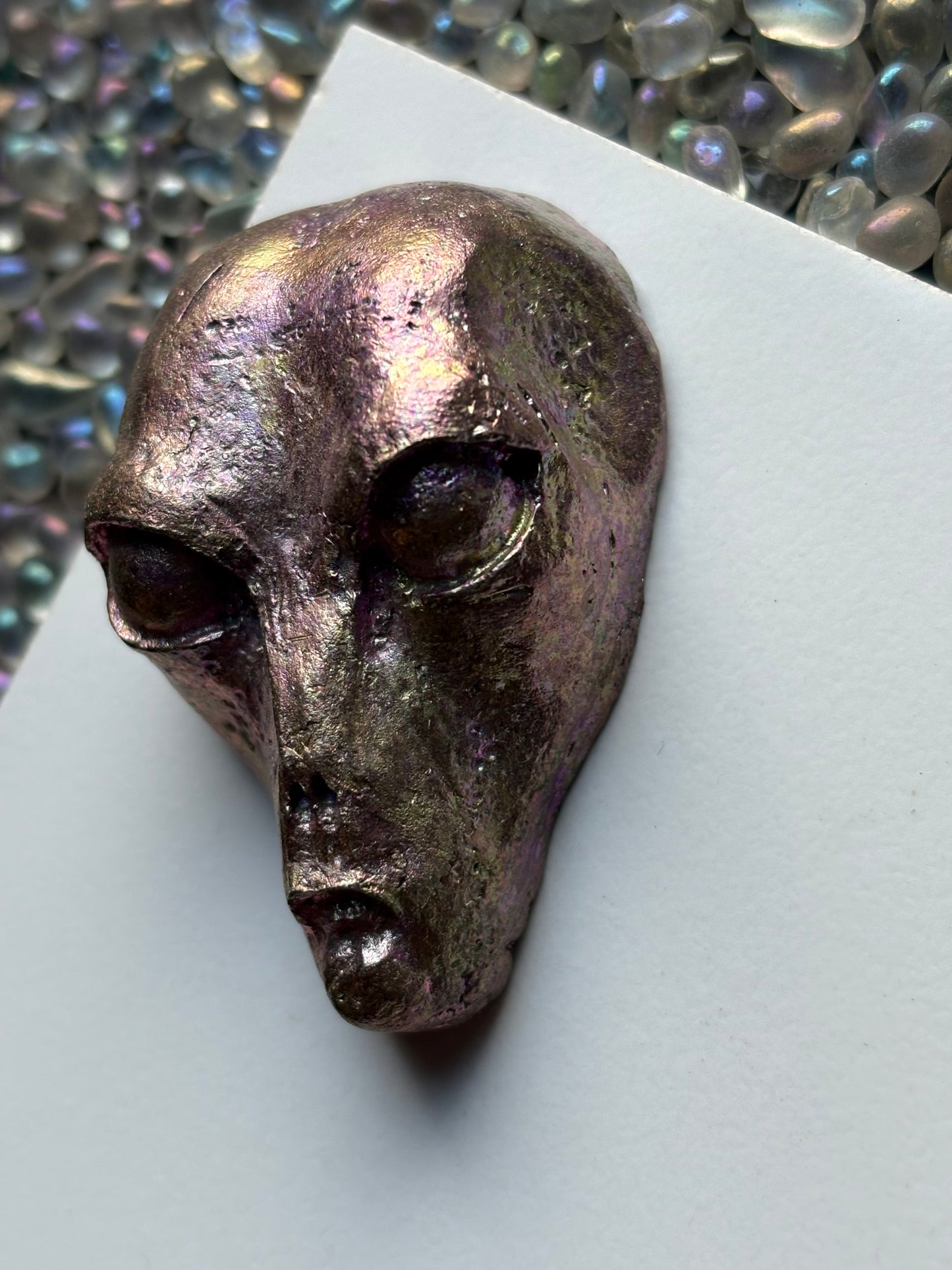 Pink Bismuth Crystal Alien Metal Art Sculpture