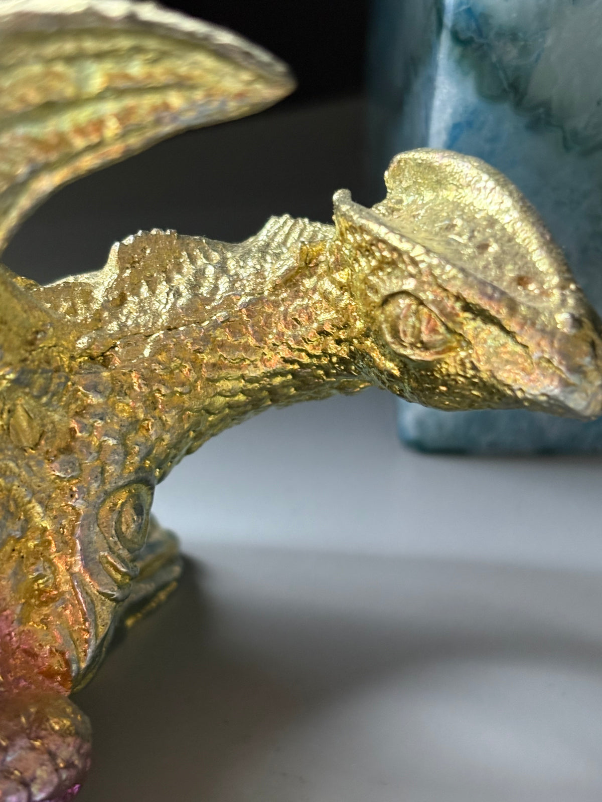 Rainbow Bismuth Dragon Crystal Metal Art Sculpture