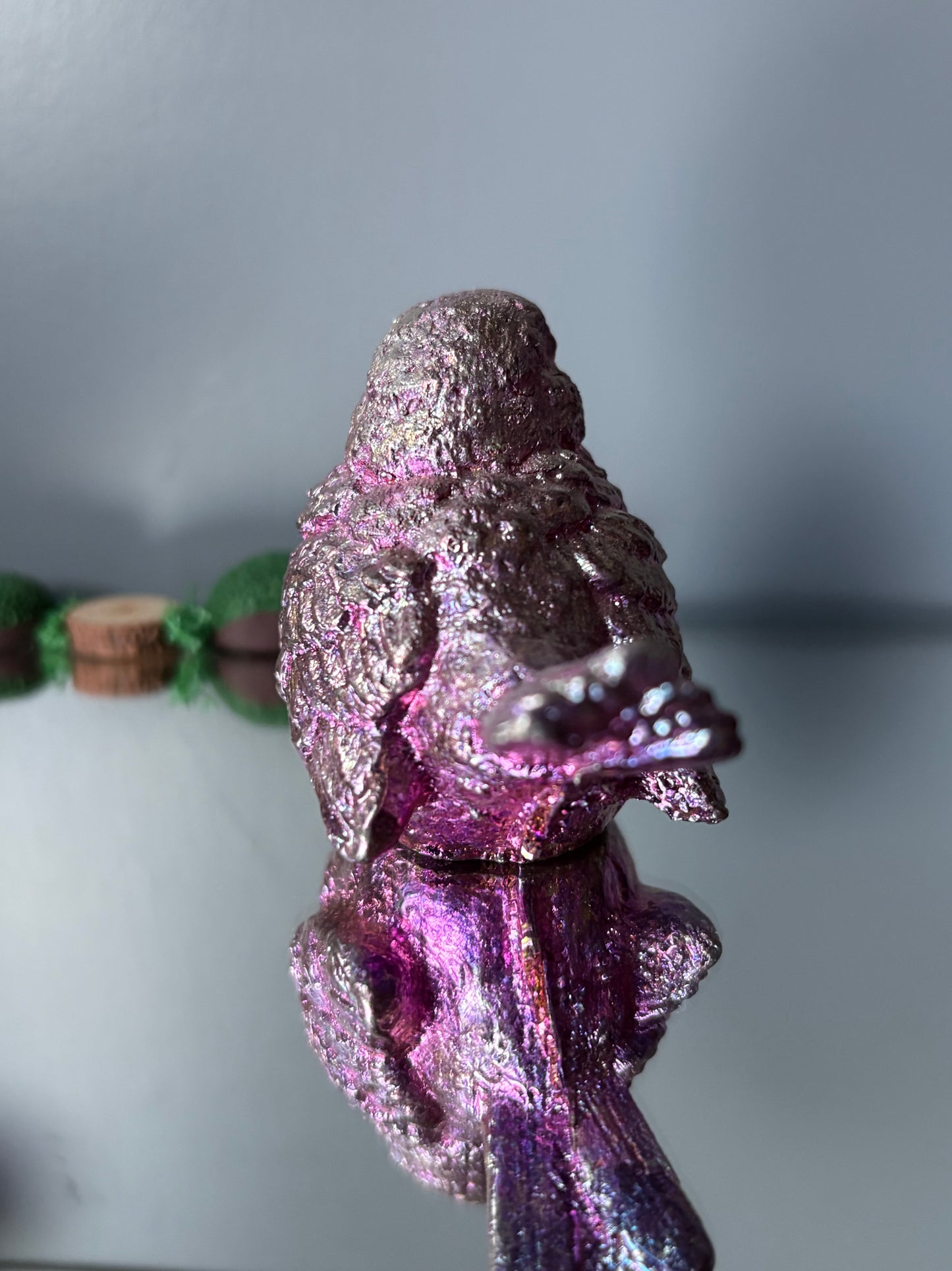 Pink Bismuth Crystal Wren Song Bird Metal Art Sculpture (1)