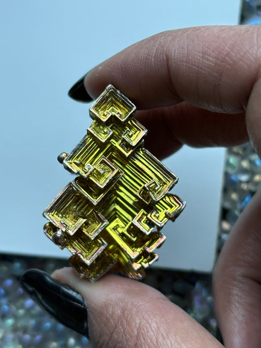Gold Bismuth Crystal Specimen Metal Art G3