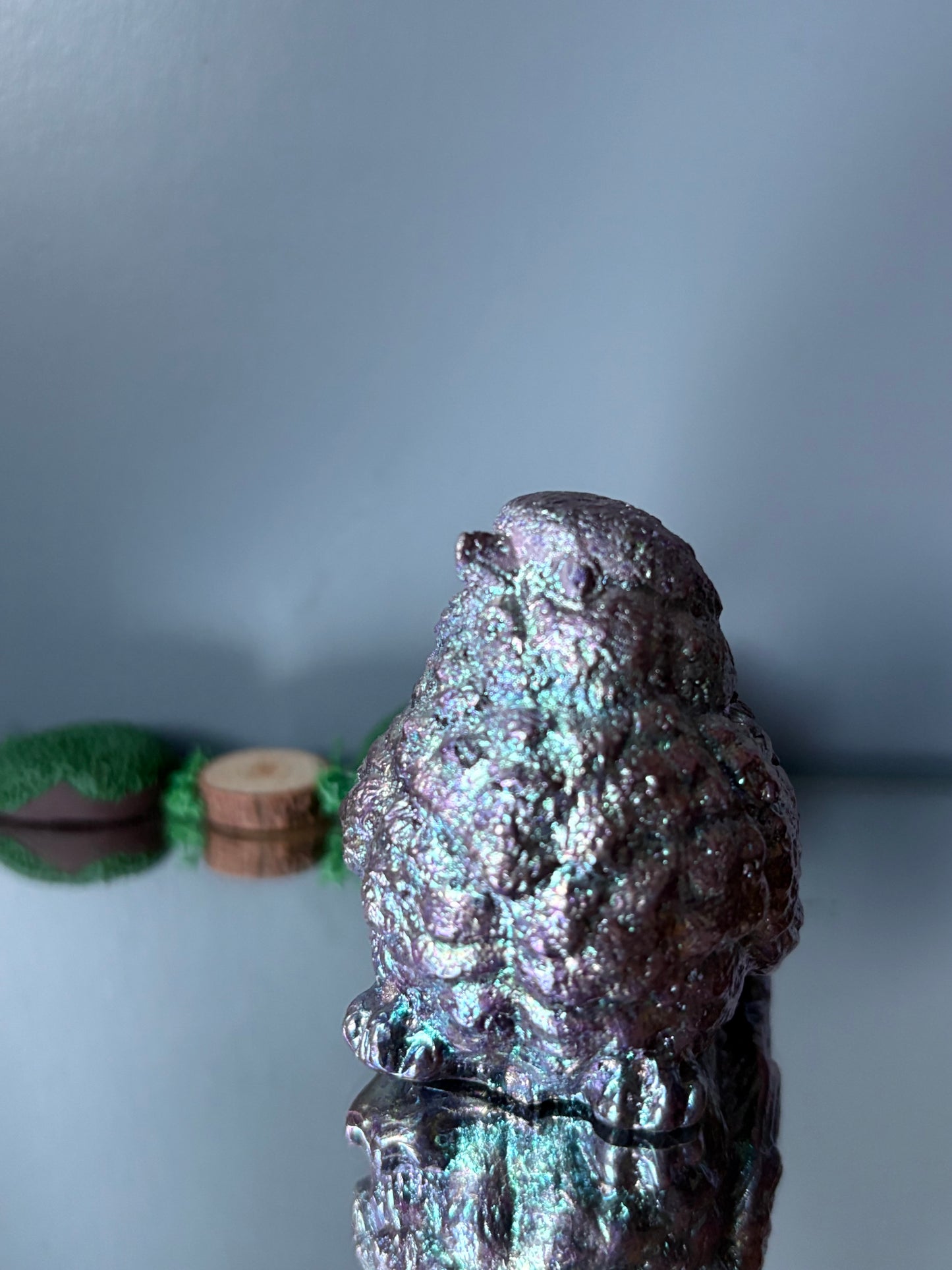 Purple Bismuth Crystal Wren Song Bird Metal Art Sculpture