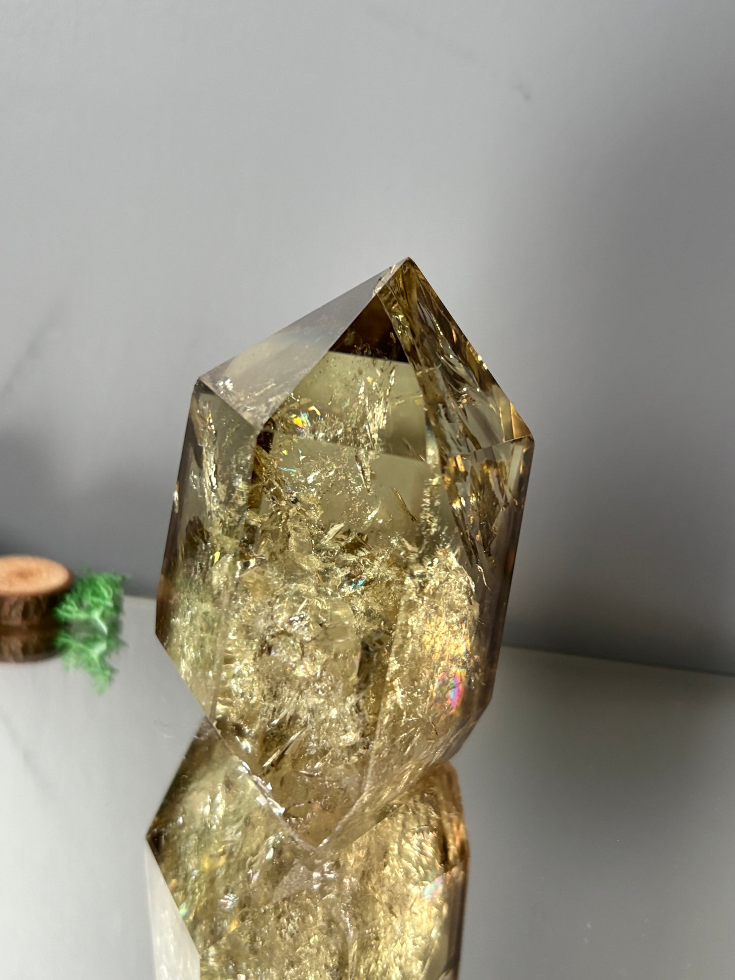 Rainbow Phantom Smoky Citrine Crystal Gemstone Tower Point - P4