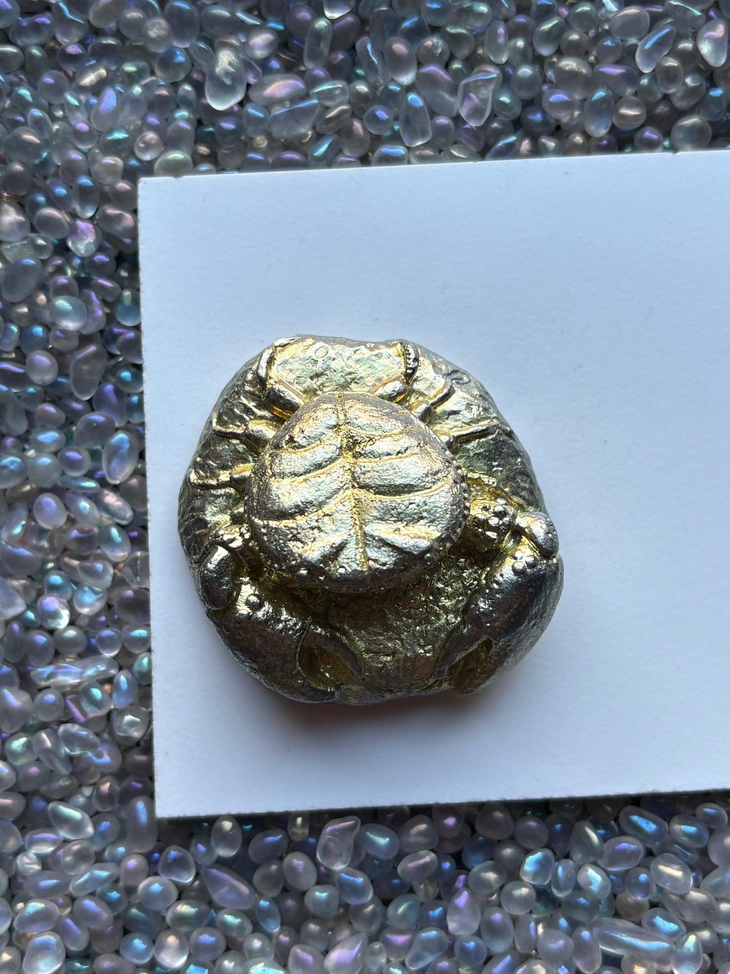 Gold Bismuth Crystal Crab Metal Art Sculpture