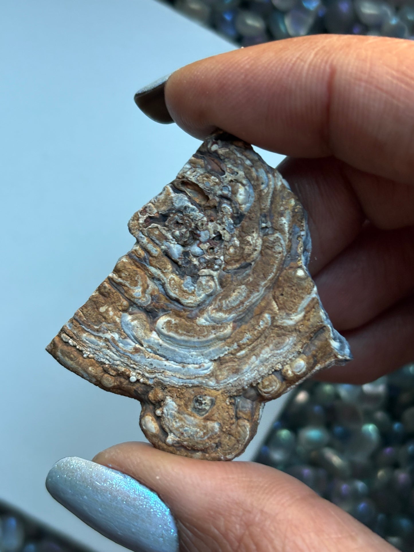 Blue Aura Druzy Chalcedony Crystal Gemstone Galaxy Slice (2)