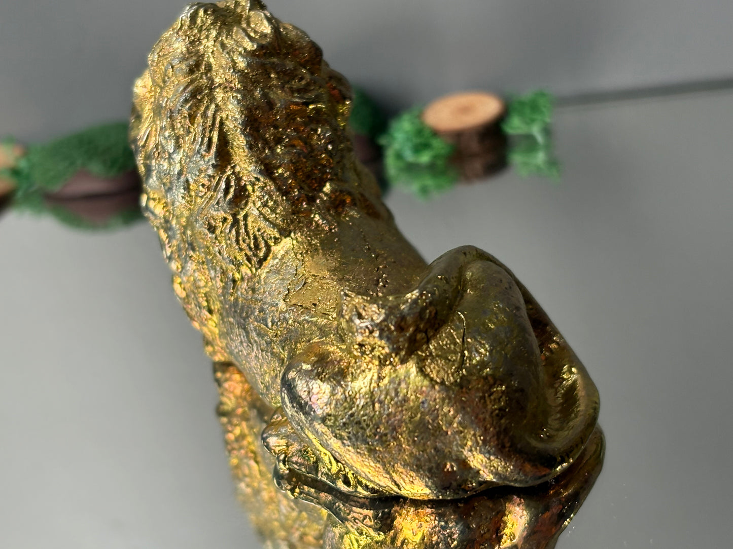 Gold Bismuth Crystal Lion Metal Art Sculpture