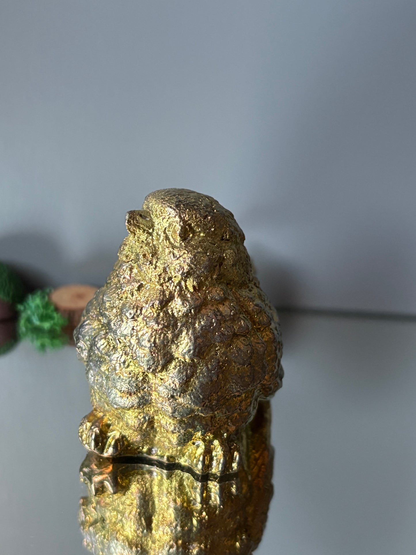 Gold Bismuth Crystal Wren Song Bird Metal Art Sculpture