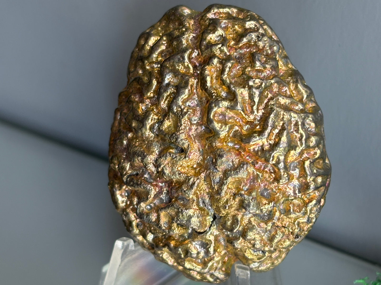 Gold Bismuth Crystal Brain Metal Art Sculpture