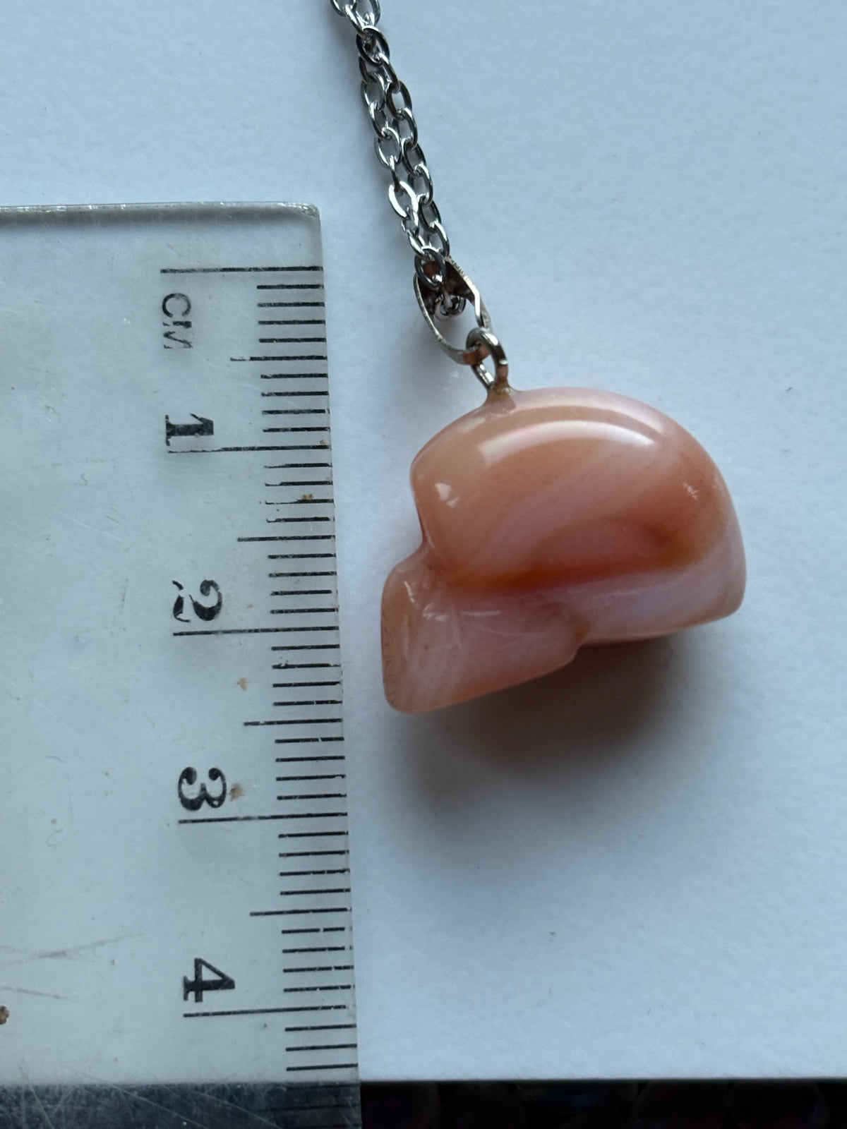 Carnelian Agate Crystal Gemstone Skull Carving Necklace & Tumbled Stone Gift Set