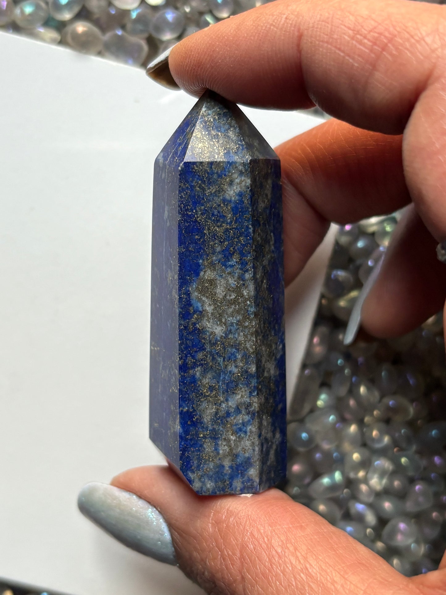 Lapis Lazuli Gemstone Crystal Tower Point (4) - UV REACTIVE