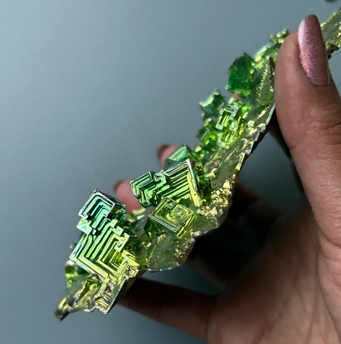 Kryptonite Green Bismuth Specimen Crystal Metal Art Large Slab