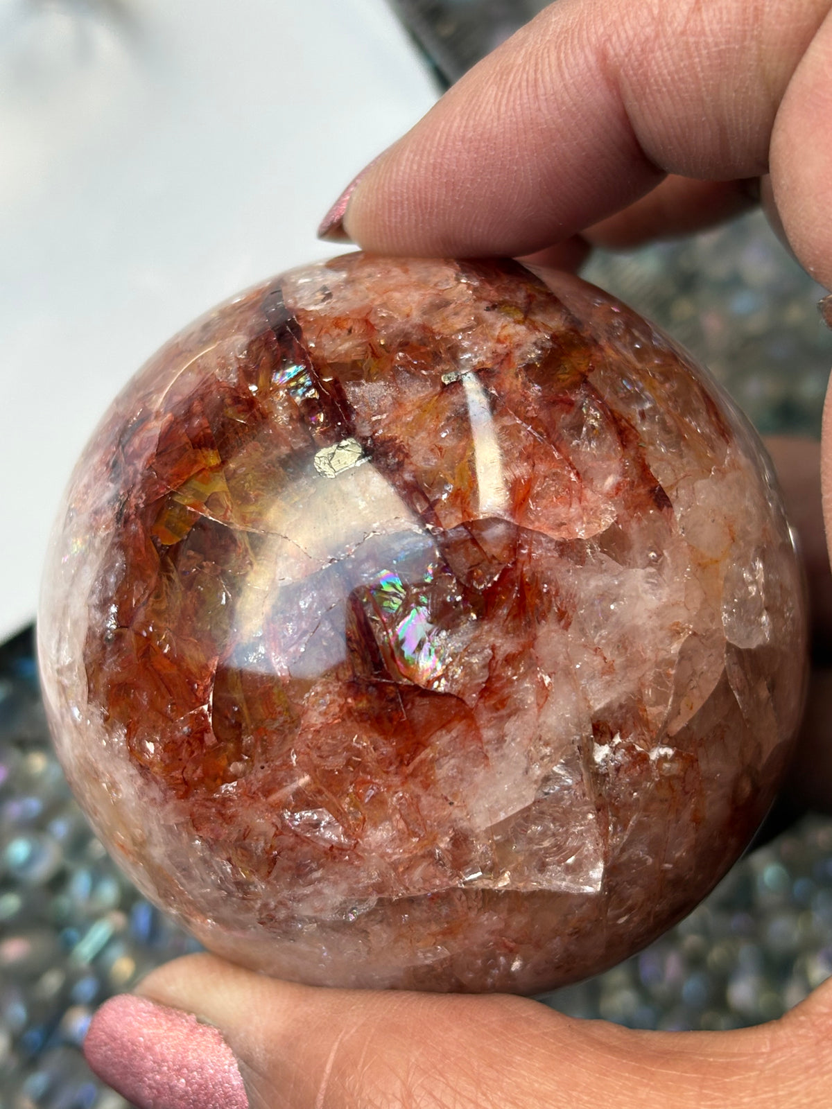 Fire Hematoid Quartz - Crystal Gemstone Sphere - L (2)