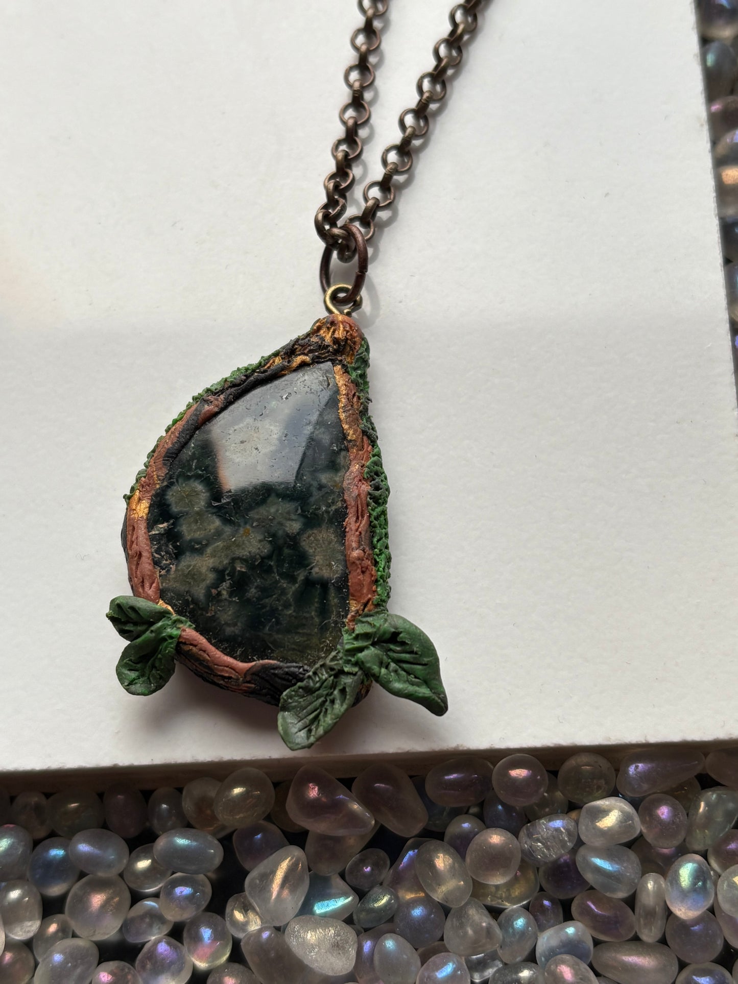 Ocean Jasper Gemstone Crystal Enchanted Forest Necklace (2)
