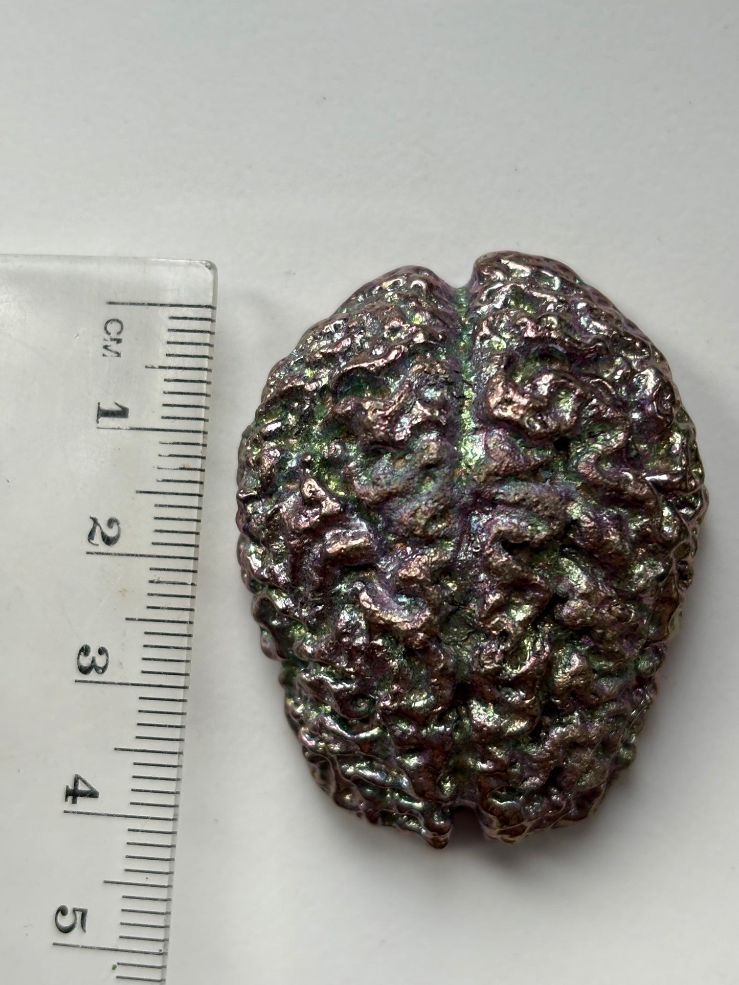 Purple Blue Bismuth Crystal Brain Metal Art Sculpture