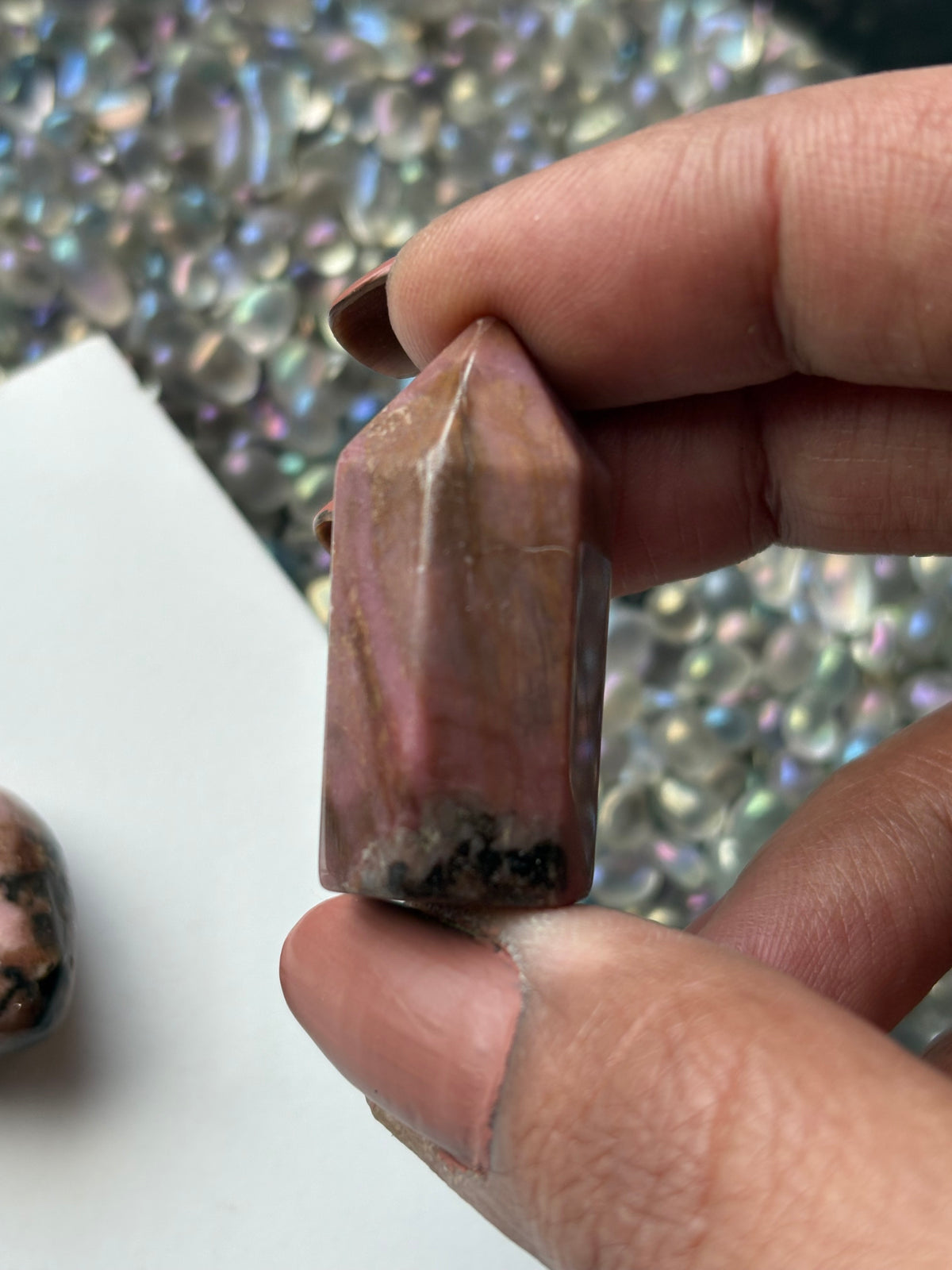 Rhodonite Gemstone Crystal Mini Point Tower & Tumbled Stone - Gift Set (1)