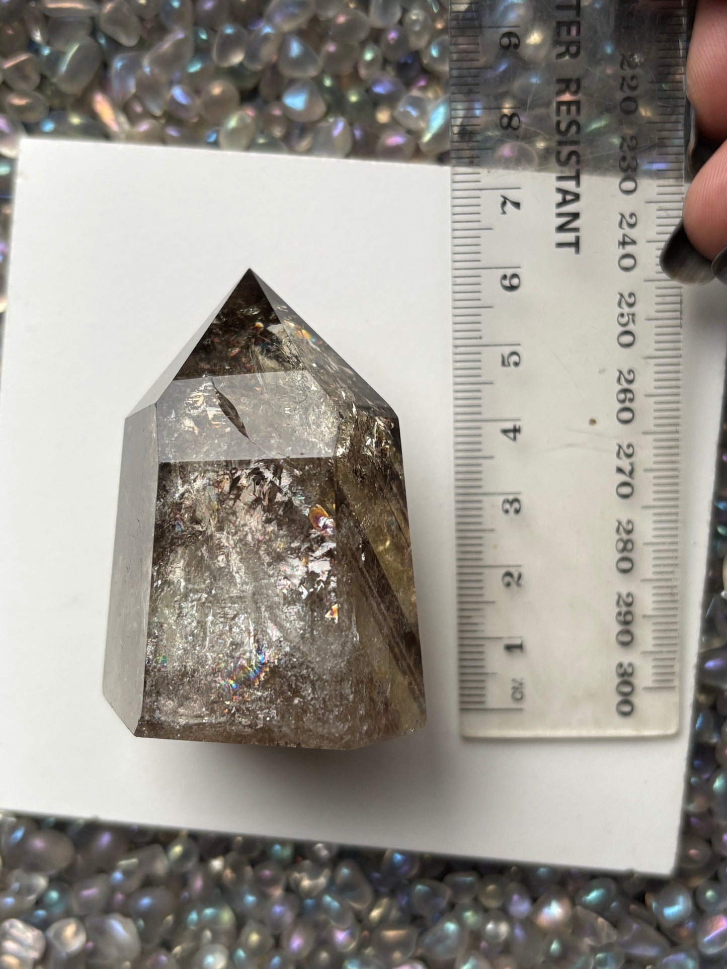 Rainbow Phantom Smoky Citrine Crystal Gemstone Tower Point - P3