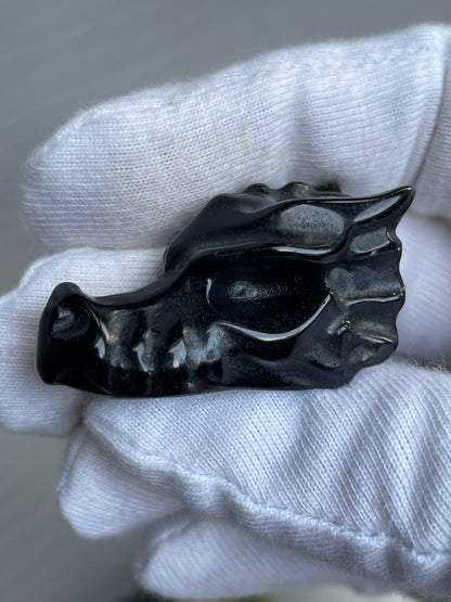 Obsidian Dragon Skull Mini Crystal Gemstone Carving