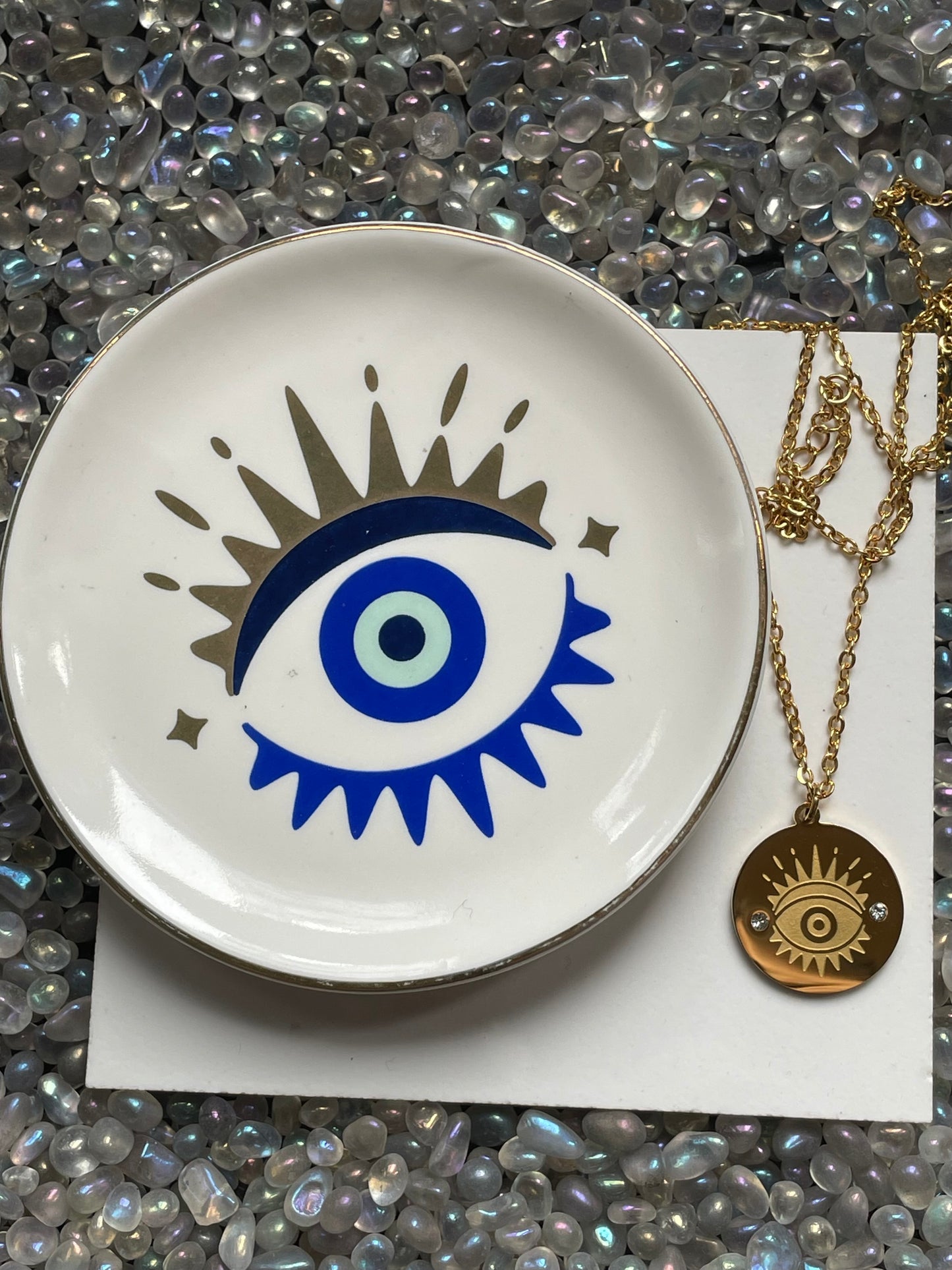 Black Tourmaline & Apatite Evil Eye Dish Protection Gift Set