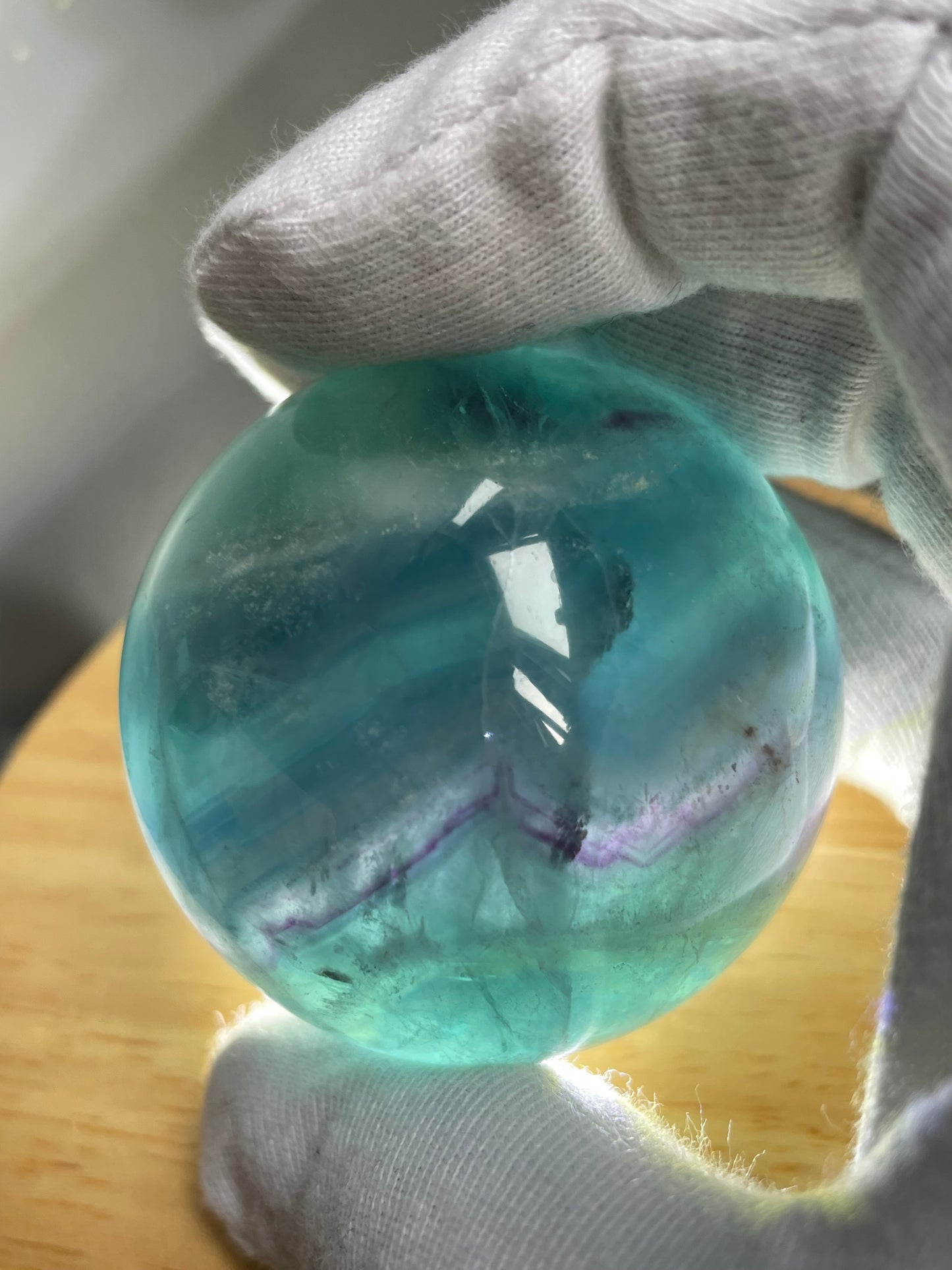 Teal Blue Purple Fluorite Gemstone Crystal Sphere (3)