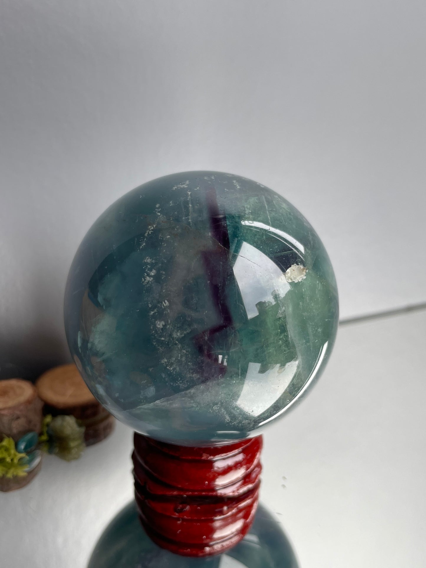 Teal Blue Purple Fluorite Gemstone Crystal Sphere (3)