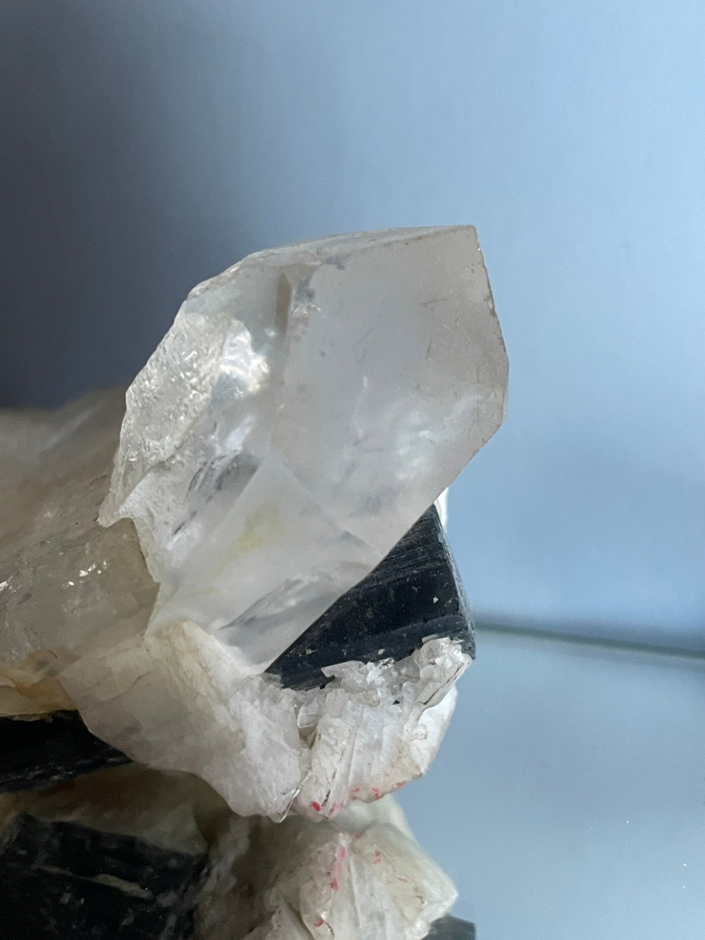 Quartz Black Tourmaline & Albite Rough Crystal Gemstone Mineral Specimen