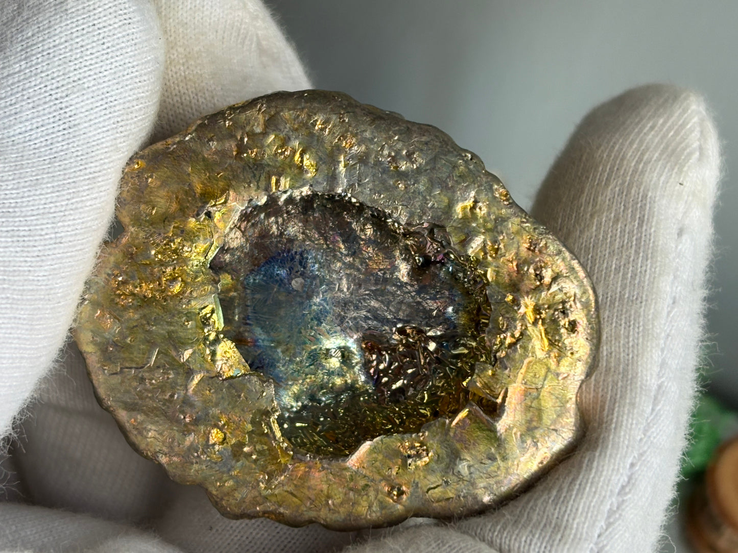 Gold Bismuth Crystal Brain Metal Art Sculpture