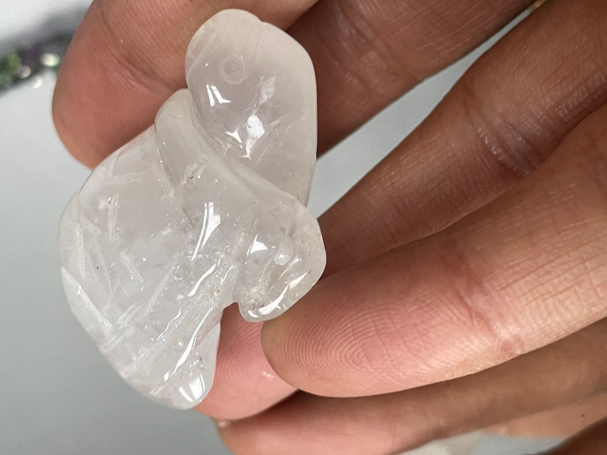 Clear Quartz Gemstone Crystal Turtle Animal Carving Small