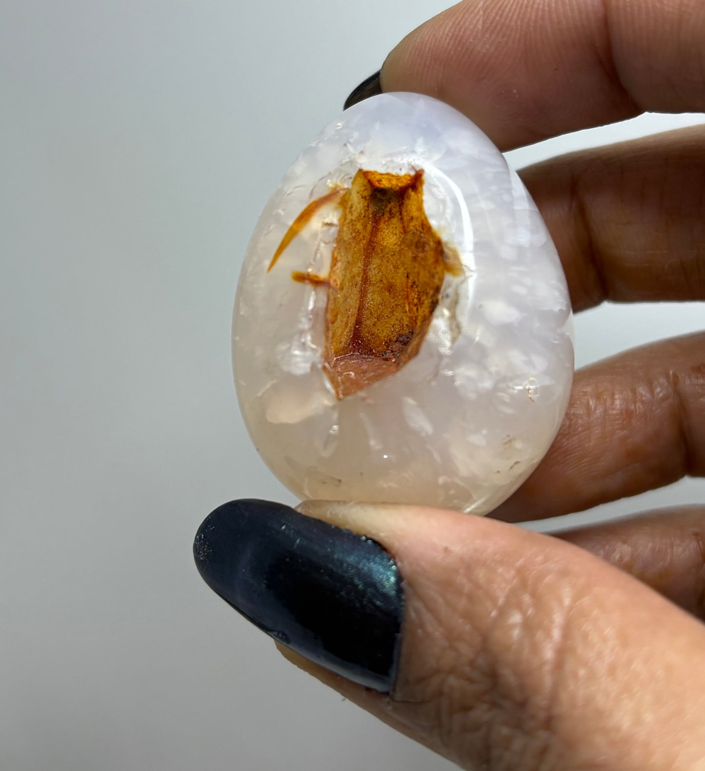 Carnelian Agate Druzy Crystal Gemstone Egg Carving
