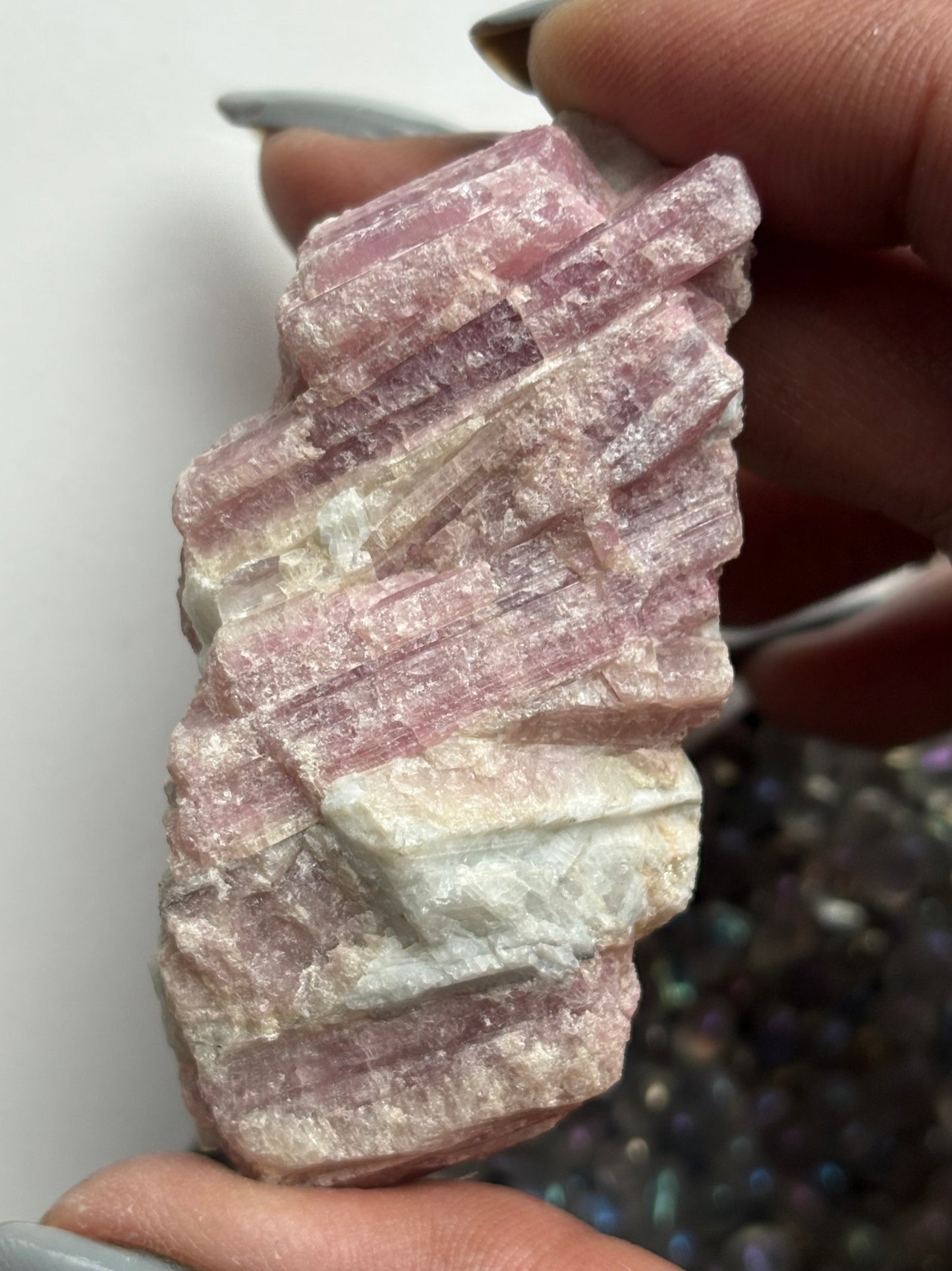 Pink Tourmaline Quartz Crystal Gemstone Rough Specimen (B)