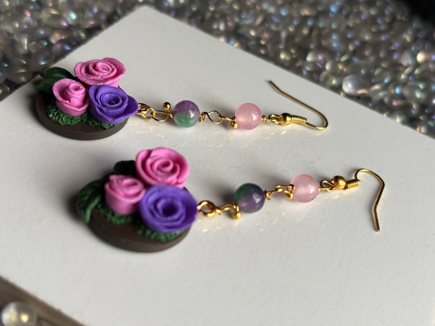 The Posy Quartz Crystal Gemstone Gold Earrings (1)