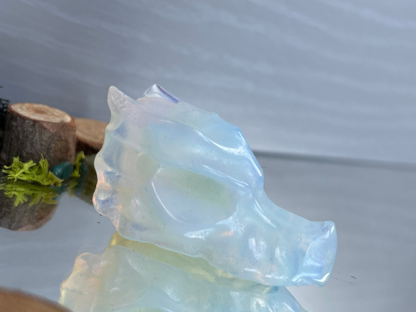 Opalite Dragon Skull Mini Crystal Gemstone Carving