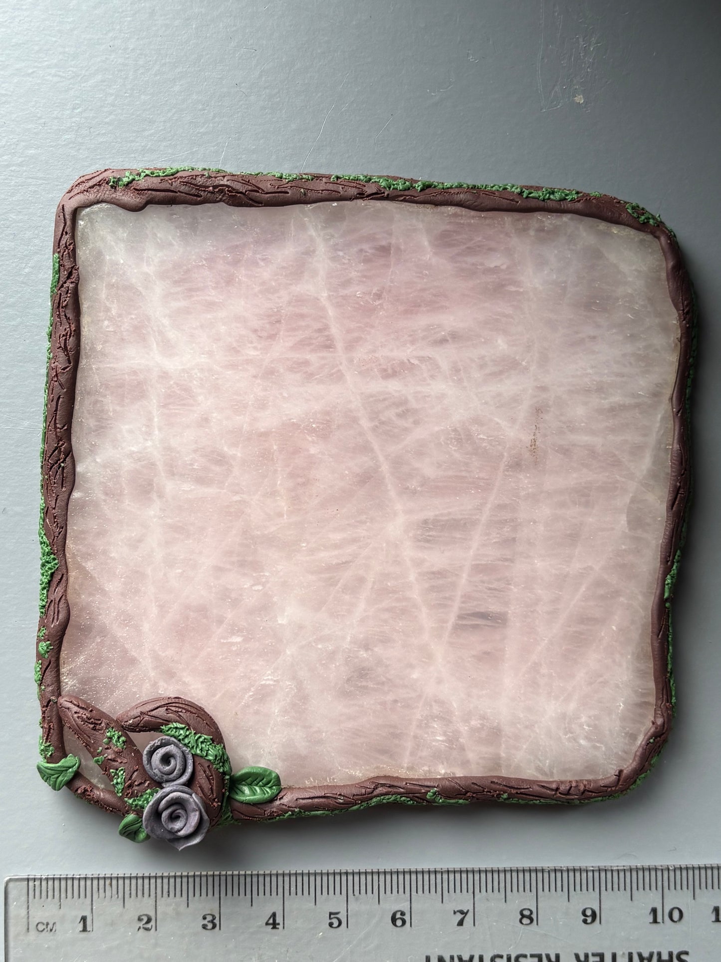 Enchanted Forest Rose Quartz Crystal Gemstone Coaster