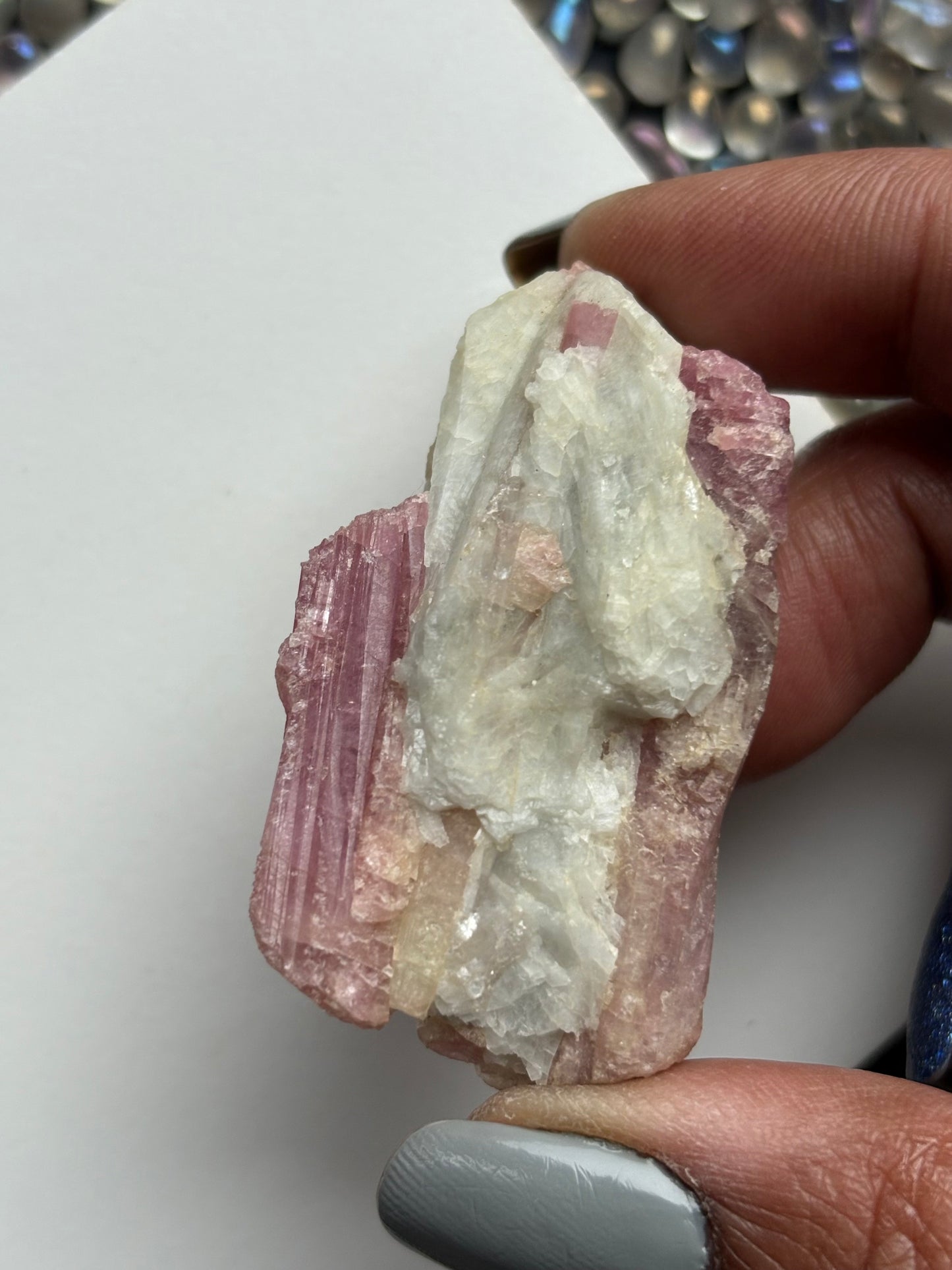 Pink Tourmaline Quartz Crystal Gemstone Rough Specimen (C)