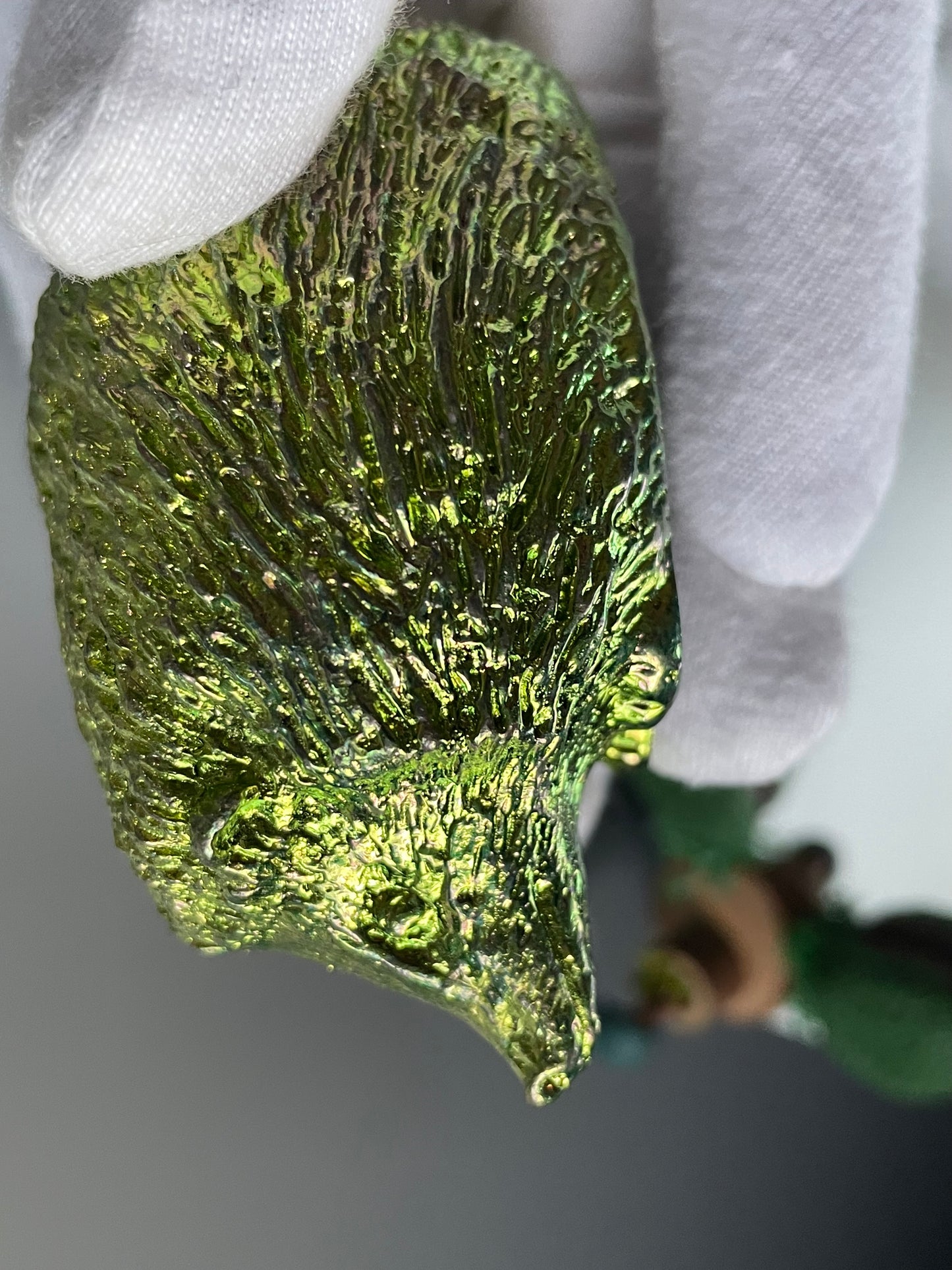 Green Bismuth Crystal Large Hedgehog Metal Art Sculpture