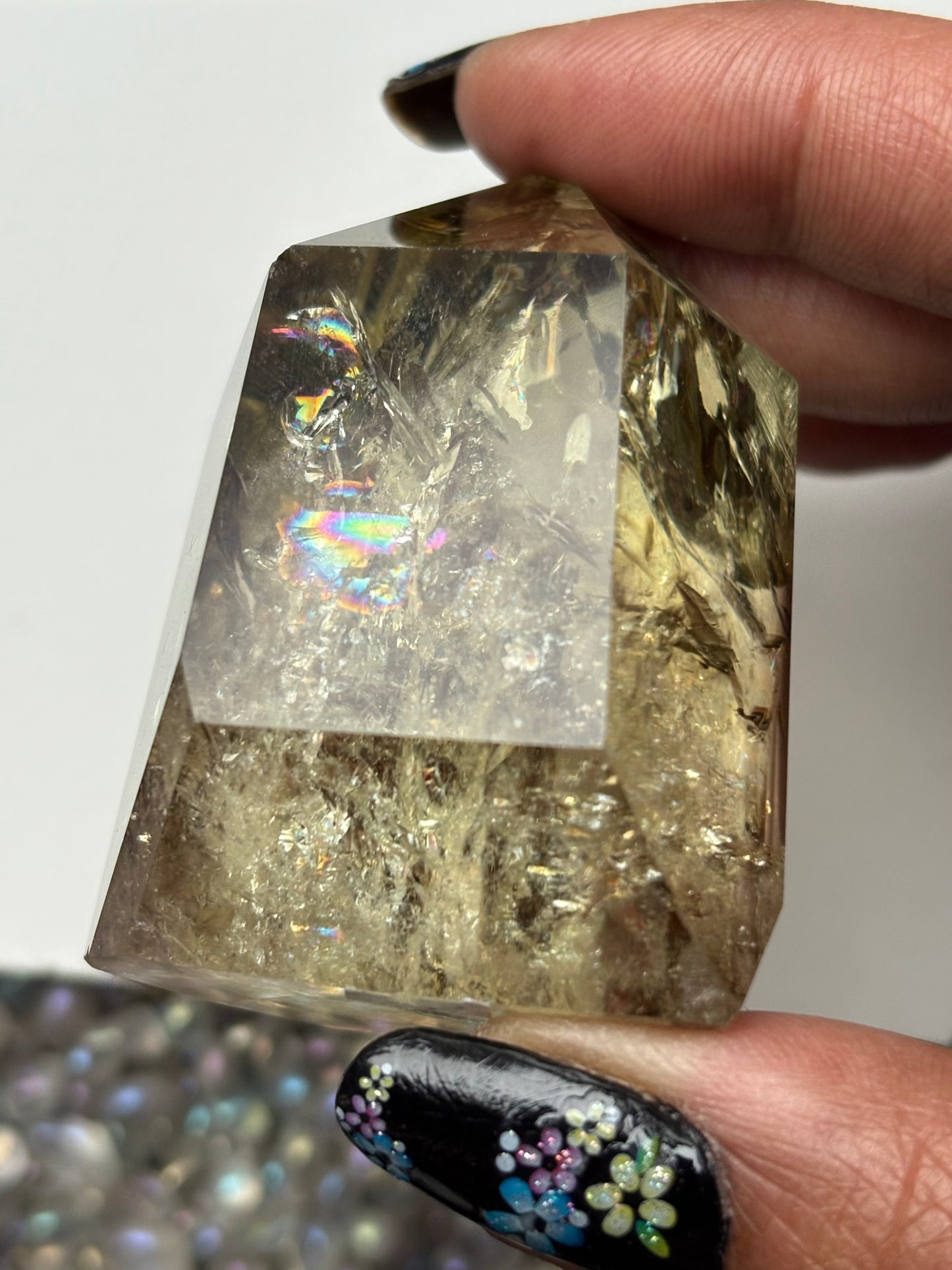 Rainbow Phantom Smoky Citrine Crystal Gemstone Tower Point - P4