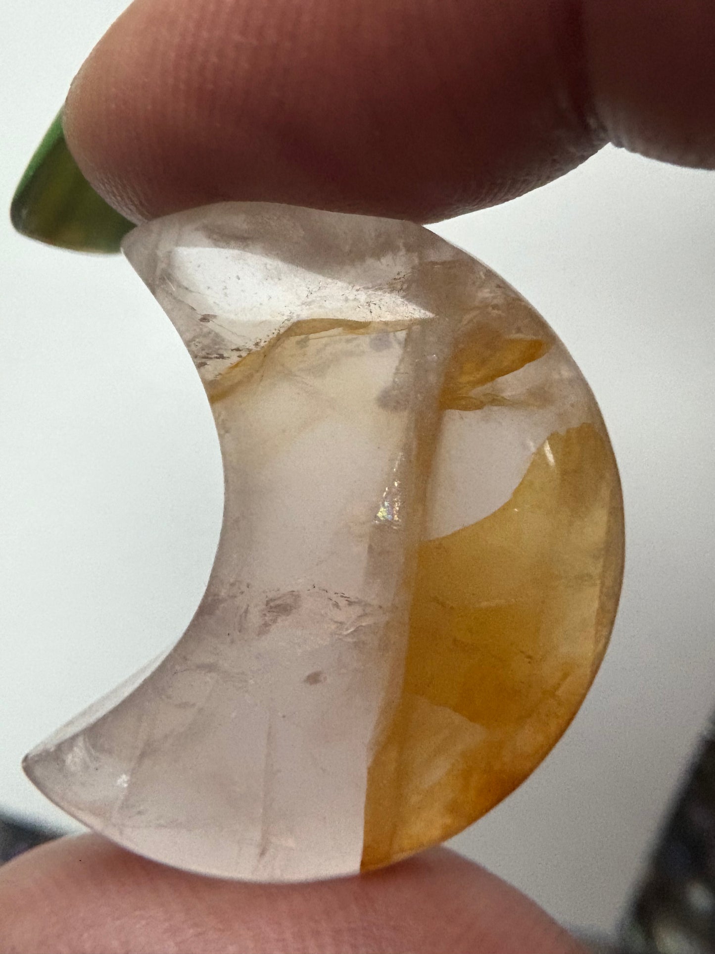Golden Healer Quartz Crystal Gemstone Mini Crescent Moon Carving