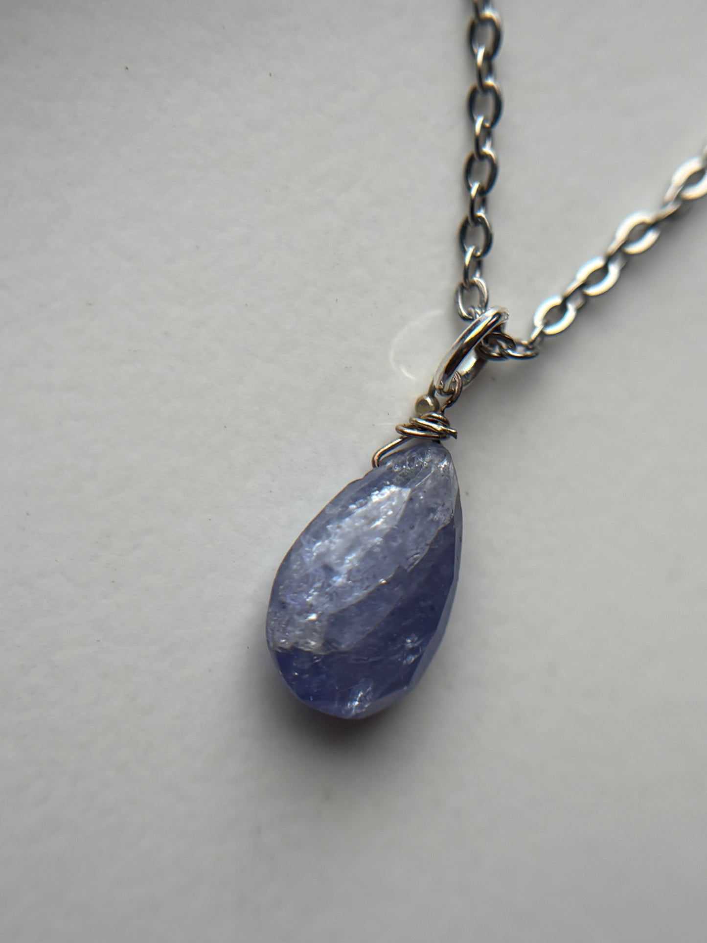 Tanzanite Faceted Drop Crystal Gemstone Necklace