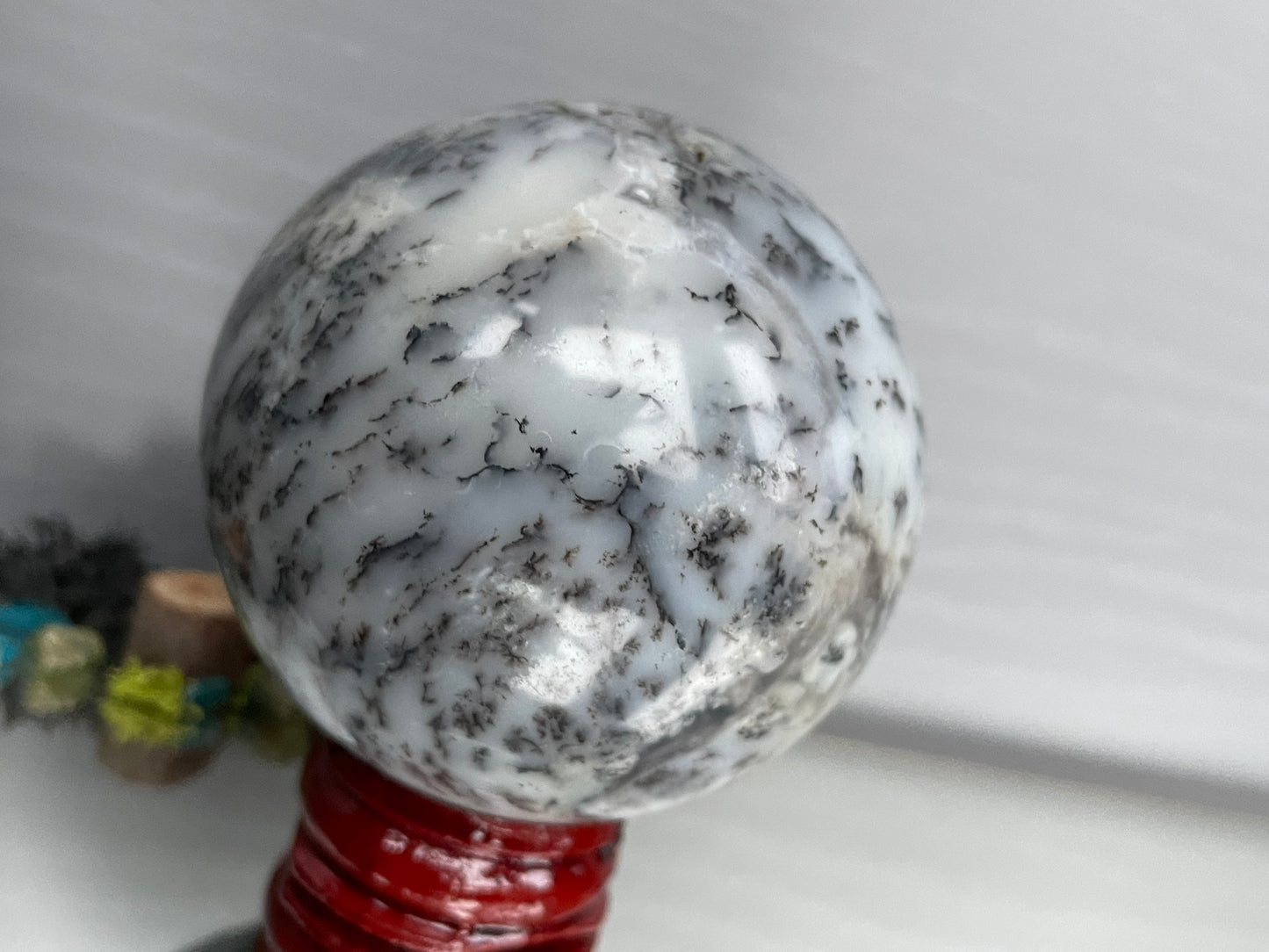 Dendritic Opal Agate Crystal Gemstone Sphere