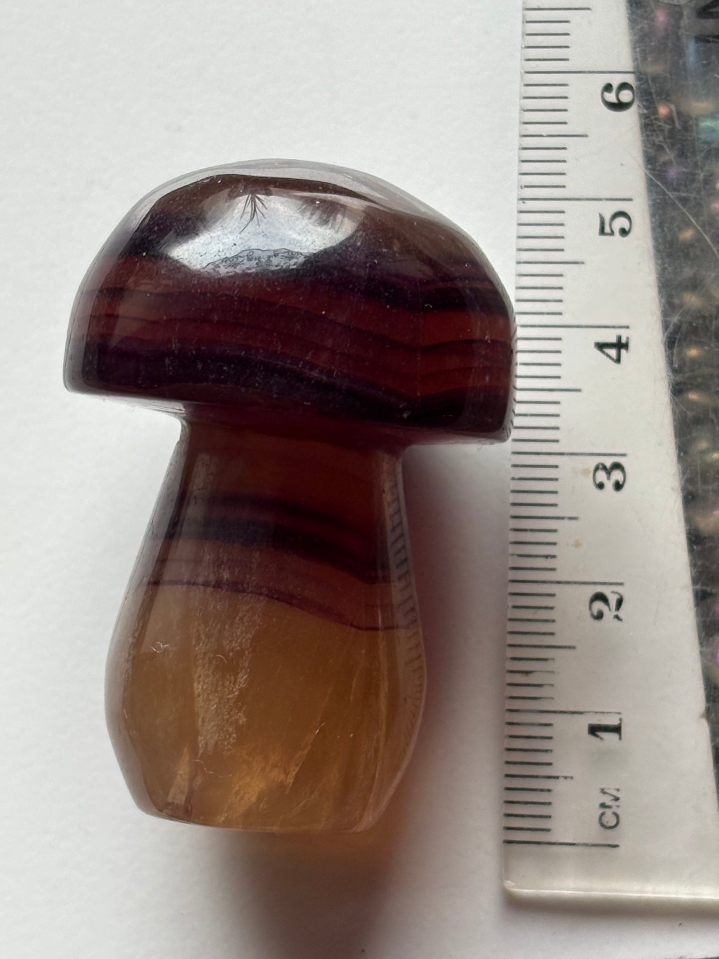 Purple Yellow Striped Fluorite Crystal Gemstone Mushroom Carving