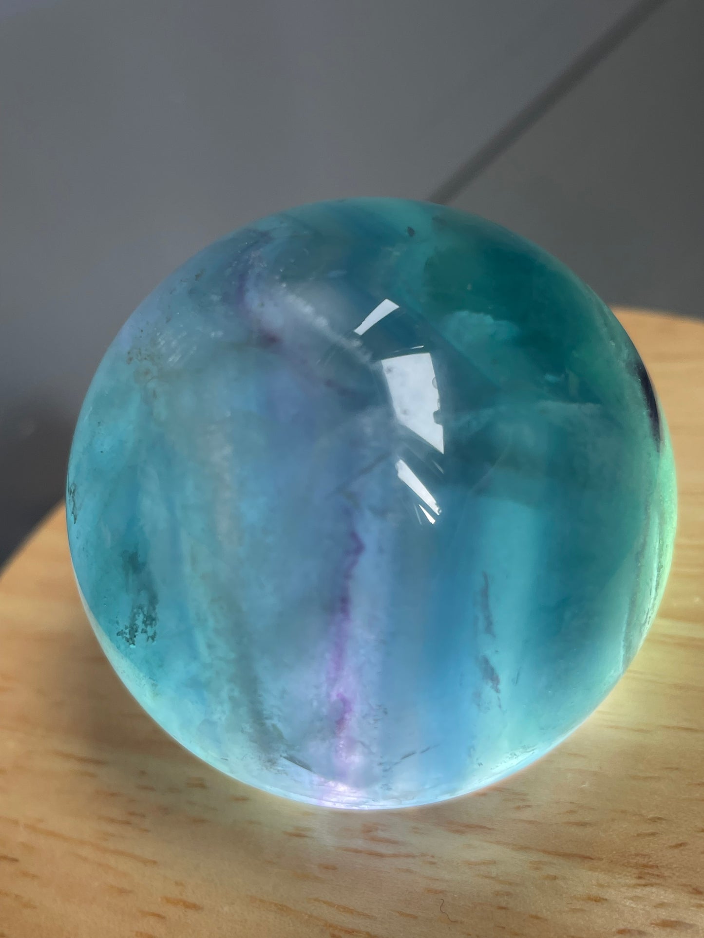 Teal Blue Purple Fluorite Gemstone Crystal Sphere (3)