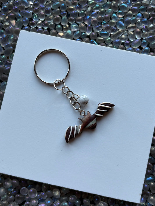 Chocolate Candy Bat Clay & Howlite Crystal Gemstone Keychain
