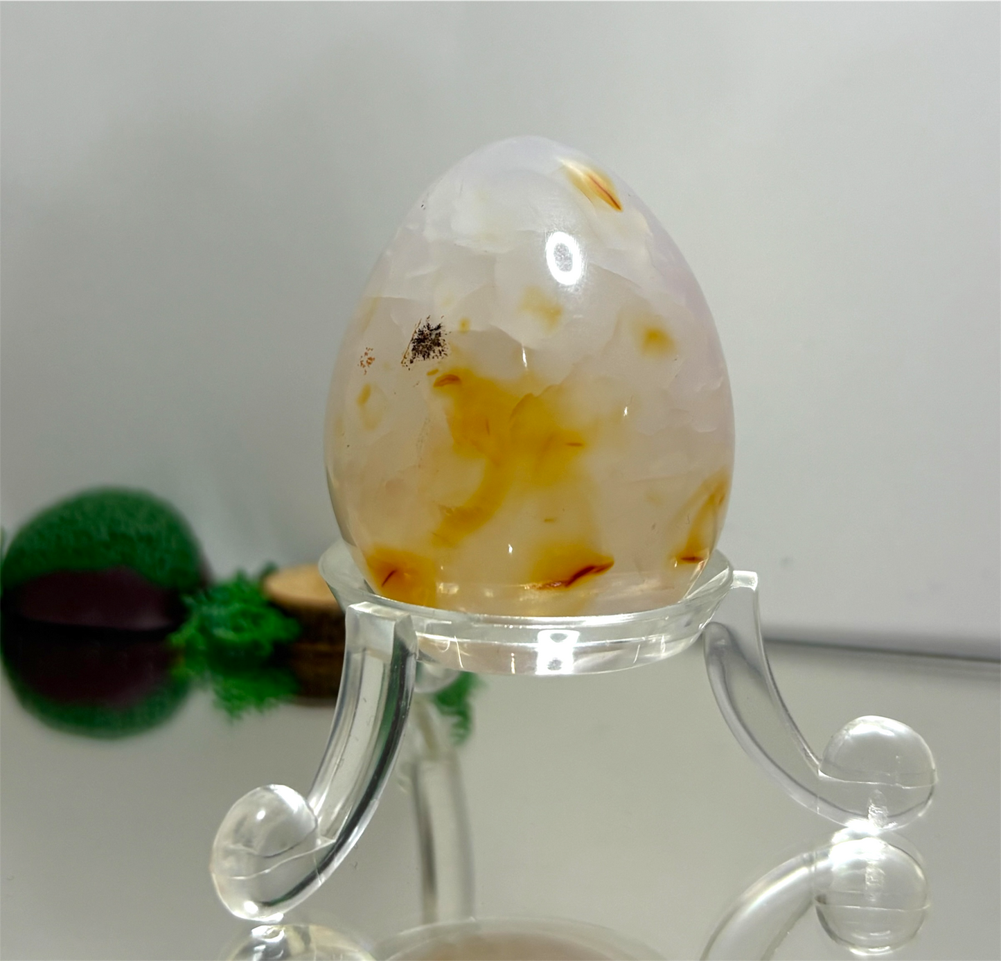 Carnelian Agate Druzy Crystal Gemstone Egg Carving