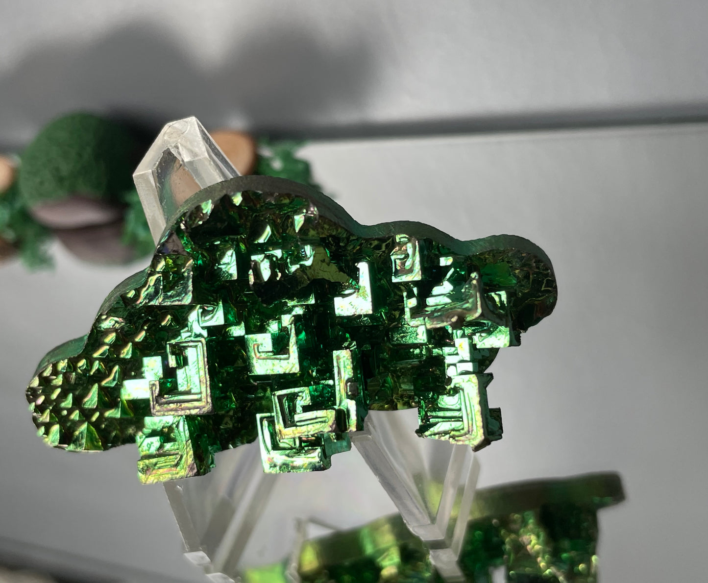 Green Bismuth Crystal Cloud Cut Out Metal Art