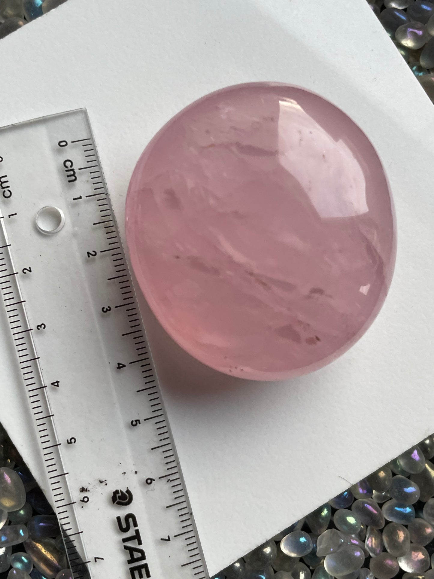 Star Rose Quartz Crystal Gemstone - Palm Stone - (1)