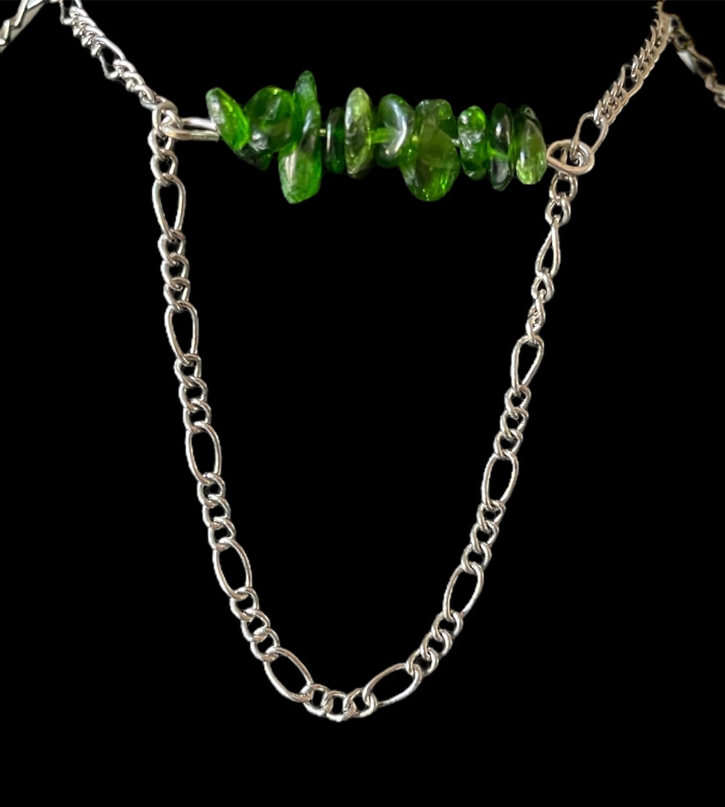 Chrome Diopside Crystal Gemstone Bar Necklace (Certified)