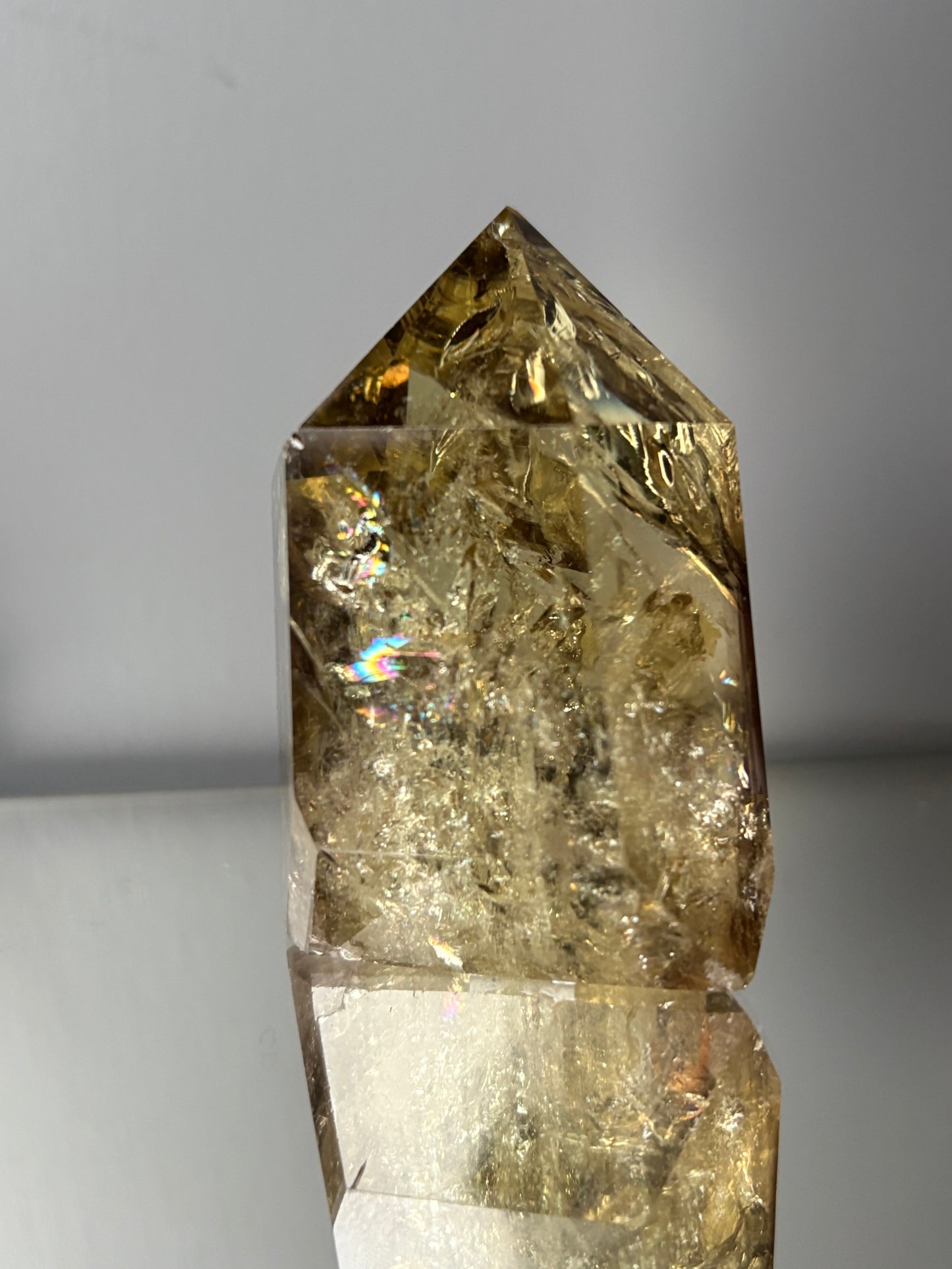 Rainbow Phantom Smoky Citrine Crystal Gemstone Tower Point - P4