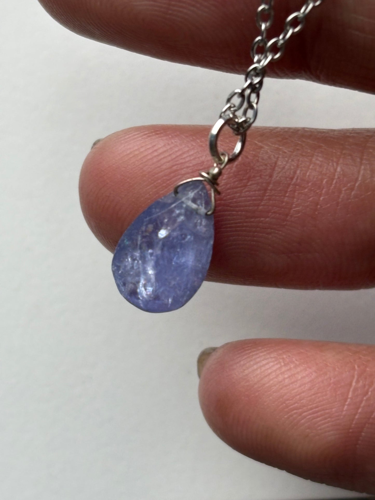 Tanzanite Faceted Drop Crystal Gemstone Necklace