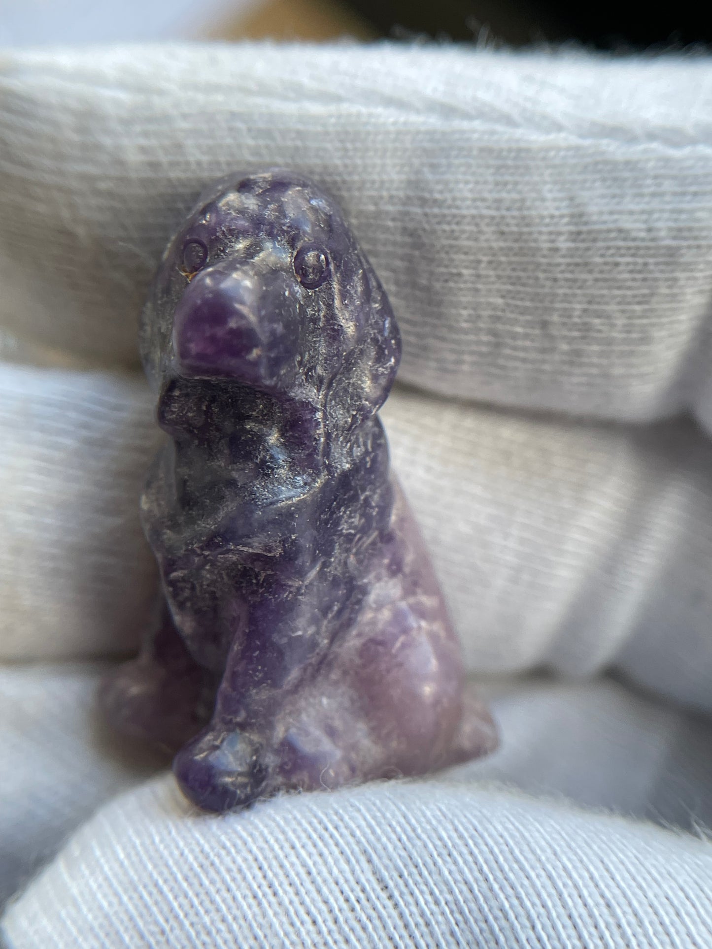 Lepidolite Micro Pocket Pet Dog Crystal Gemstone Carving