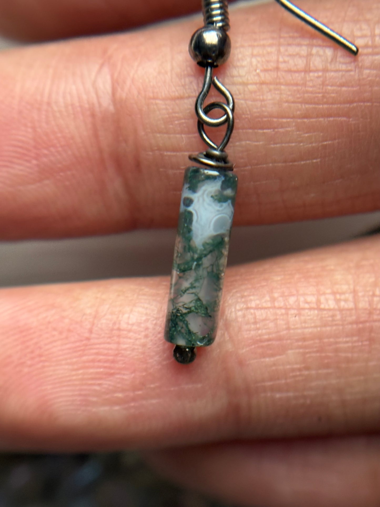 Moss Agate Crystal Gemstone Earrings