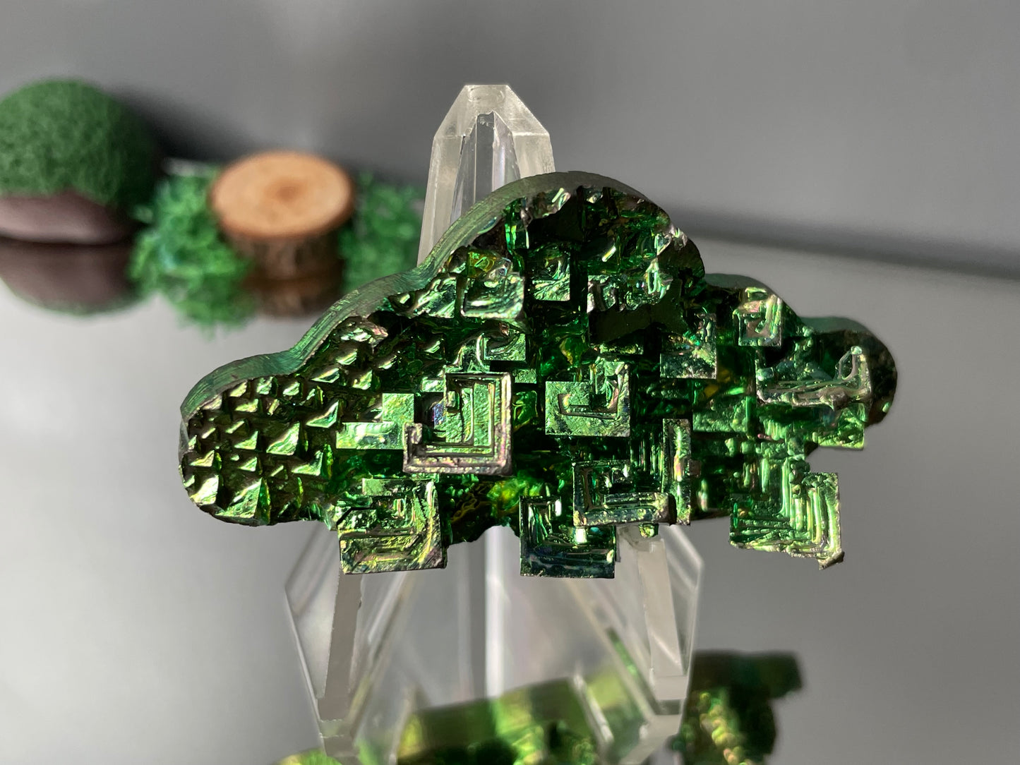 Green Bismuth Crystal Cloud Cut Out Metal Art