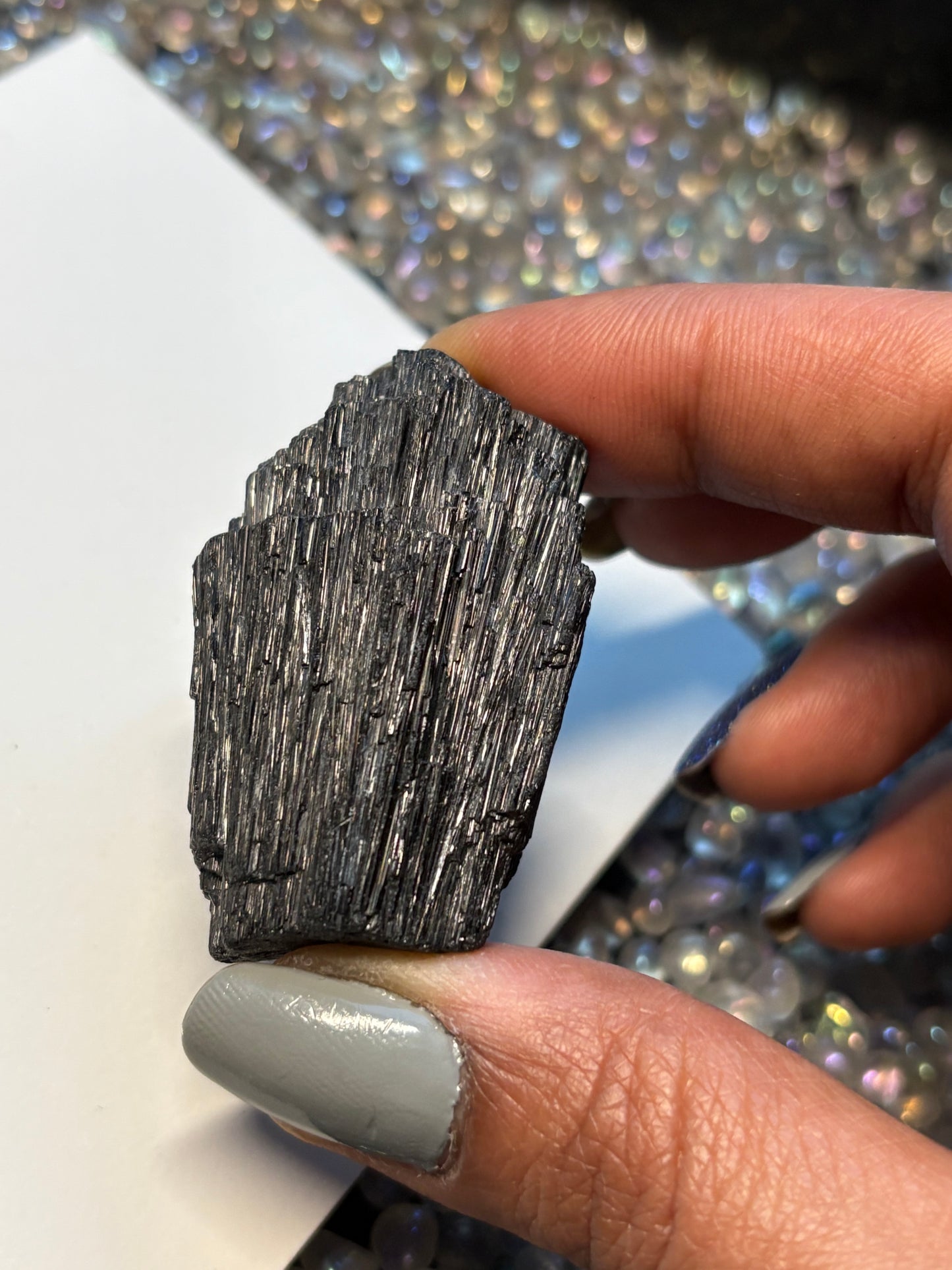 Black Tourmaline Rough Gemstone Crystal Specimen (D)